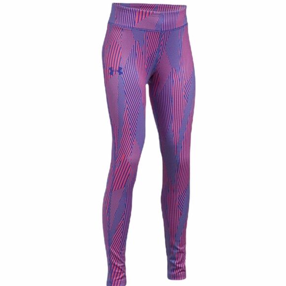 Girls Under Armour‎ Heat Gear Printed Leggings Purple Strobe Medium - Picture 1 of 11